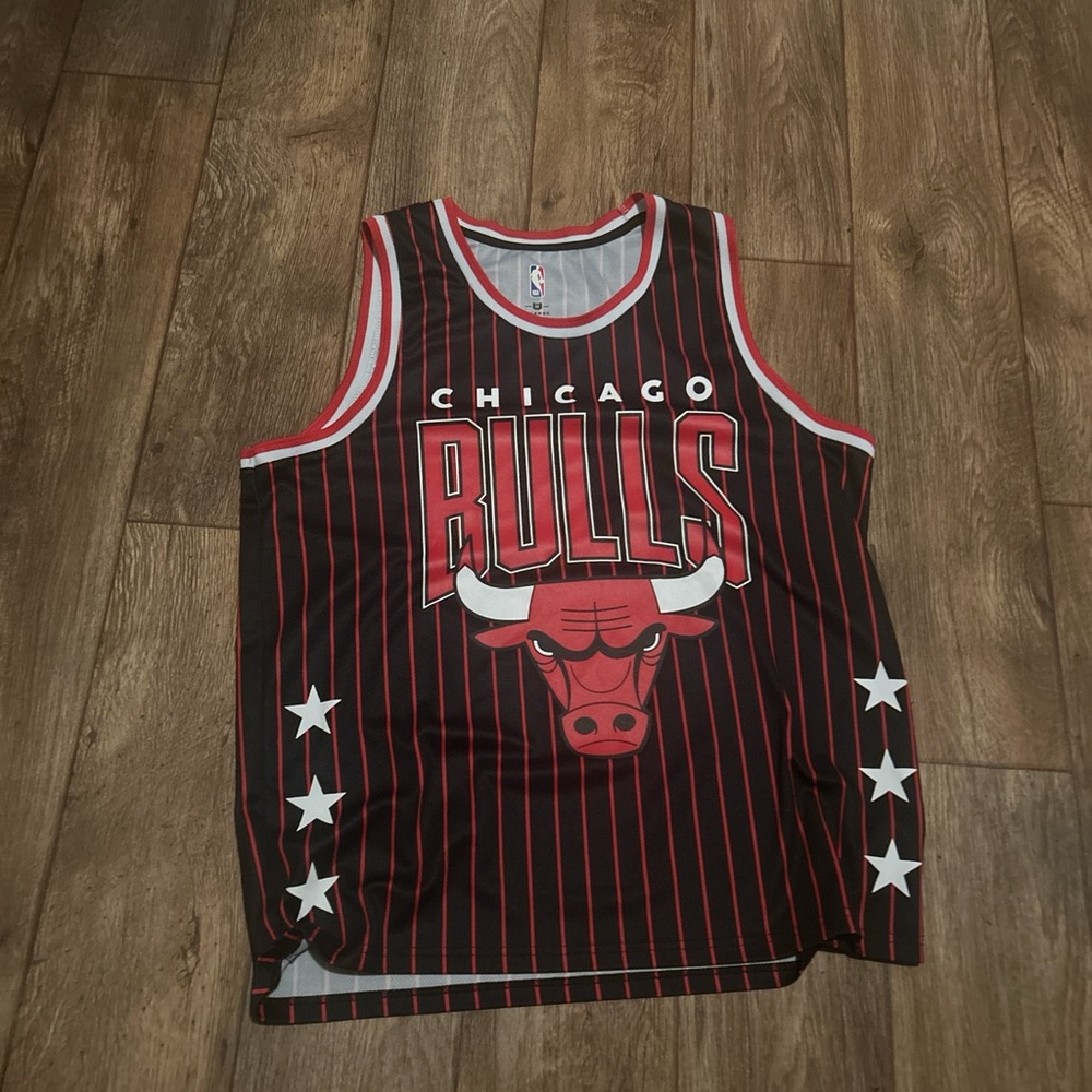 NBA Black and Red Chicago Bulls Jersey with White Accents